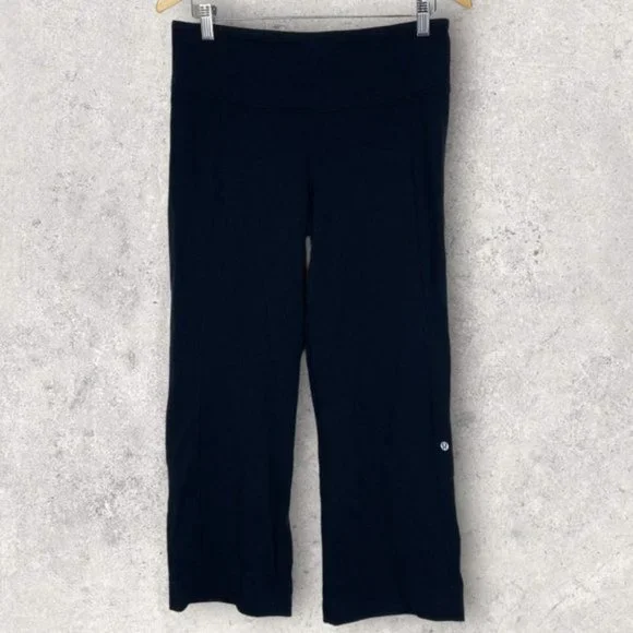 Lululemon Black Cropped High Rise Leggings Size 10 Anti Stink Stretch Yoga Pants - Picture 2 of 10